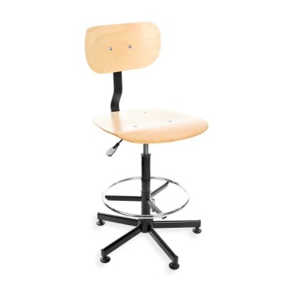 Wytrzymałe wysokie krzesło laboratoryjne z podnóżkiem Black 02 H + RING