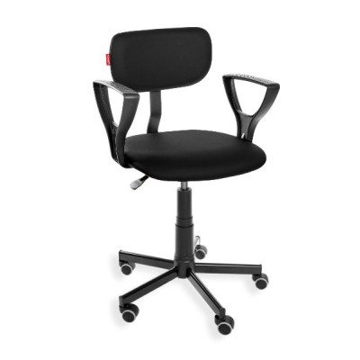 Black Eco PD WH - krzesło laboratoryjne na kółkach, z podłokietnikami