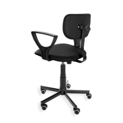 Black Eco PD WH - krzesło laboratoryjne na kółkach, z podłokietnikami