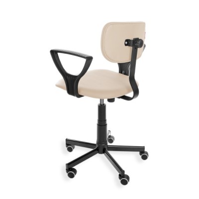 Black Eco PD WH - krzesło laboratoryjne na kółkach, z podłokietnikami