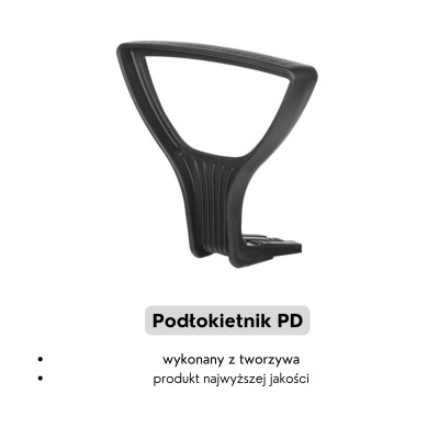 Black 01 H + RING PD WH - podwyższane krzesło przemysłowe z podnóżkiem, podłokietnikami, na kółkach