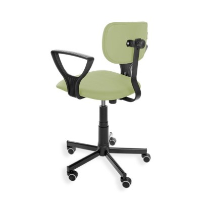 Black Eco PD WH - krzesło laboratoryjne na kółkach, z podłokietnikami