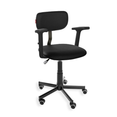 Black Eco PD WH - krzesło laboratoryjne na kółkach, z podłokietnikami