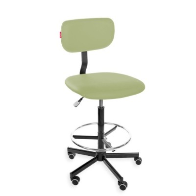Black Eco H + RING WH - Podwyższane krzesło laboratoryjne z podnóżkiem, na kółkach