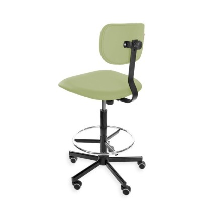Black Eco H + RING WH - Podwyższane krzesło laboratoryjne z podnóżkiem, na kółkach