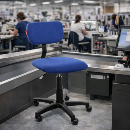Krzesło produkcyjne tapicerowane atestowane na kółkach ErgoPlus 01 WH