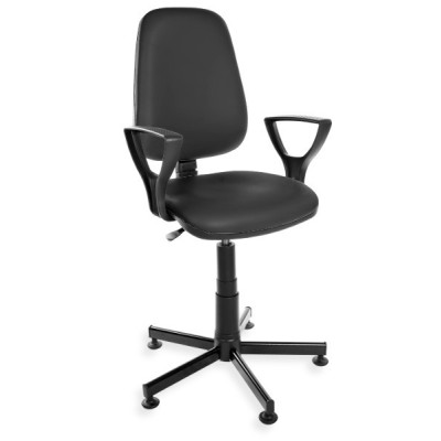 KomfortMax Eco PD - krzesło przemysłowe - laboratoryjne z podłokietnikami, na stopkach, tapicerka z ekoskóry