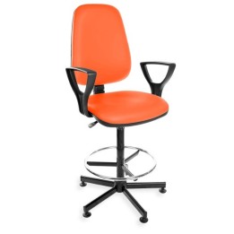 KomfortMax Eco H + RING PD - podwyższane krzesło laboratoryjne - przemysłowe z podnóżkiem, na stopkach